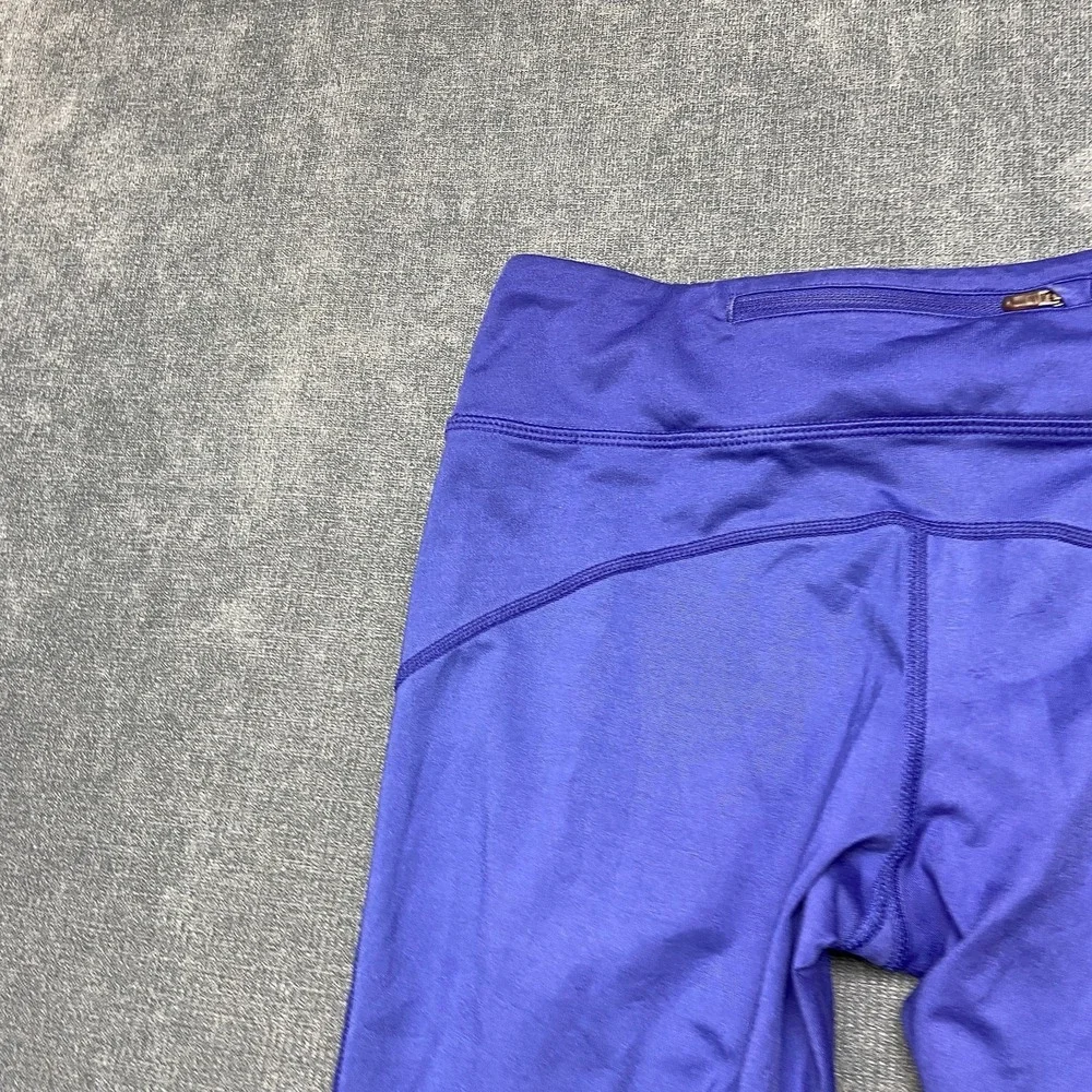 Nike Dri Fit Capri Leggings Womens Small Purple Stretch Running Zipper Pocket